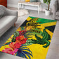 Personalized Black Jamaicans Crocodile Area Rug Tropical Flowers Grunge Flag - African Pride