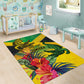 Personalized Black Jamaicans Crocodile Area Rug Tropical Flowers Grunge Flag - African Pride