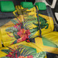 Personalized Black Jamaicans Crocodile Back Car Seat Cover Tropical Flowers Grunge Flag - African Pride