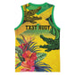 Personalized Black Jamaicans Crocodile Basketball Jersey Tropical Flowers Grunge Flag - African Pride