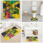 Personalized Black Jamaicans Crocodile Bathroom Set Tropical Flowers Grunge Flag