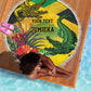 Personalized Black Jamaicans Crocodile Beach Blanket Tropical Flowers Grunge Flag - African Pride