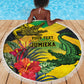 Personalized Black Jamaicans Crocodile Beach Blanket Tropical Flowers Grunge Flag - African Pride