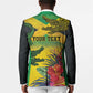 Personalized Black Jamaicans Crocodile Blazer Tropical Flowers Grunge Flag