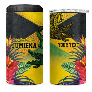 Personalized Black Jamaicans Crocodile 4 in 1 Can Cooler Tumbler Tropical Flowers Grunge Flag - African Pride