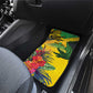 Personalized Black Jamaicans Crocodile Car Mats Tropical Flowers Grunge Flag - African Pride