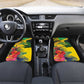 Personalized Black Jamaicans Crocodile Car Mats Tropical Flowers Grunge Flag - African Pride
