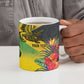 Personalized Black Jamaicans Crocodile Ceramic Mug Tropical Flowers Grunge Flag