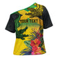 Personalized Black Jamaicans Crocodile Cross Shoulder Shirt Tropical Flowers Grunge Flag