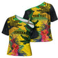 Personalized Black Jamaicans Crocodile Cross Shoulder Shirt Tropical Flowers Grunge Flag
