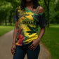 Personalized Black Jamaicans Crocodile Cross Shoulder Shirt Tropical Flowers Grunge Flag