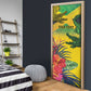 Personalized Black Jamaicans Crocodile Door Cover Tropical Flowers Grunge Flag