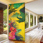 Personalized Black Jamaicans Crocodile Door Cover Tropical Flowers Grunge Flag