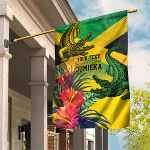 Personalized Black Jamaicans Crocodile Garden Flag Tropical Flowers Grunge Flag - African Pride