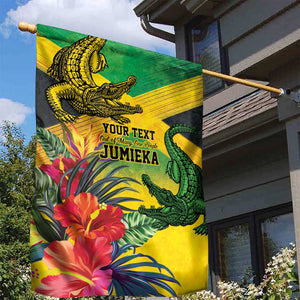 Personalized Black Jamaicans Crocodile Garden Flag Tropical Flowers Grunge Flag - African Pride