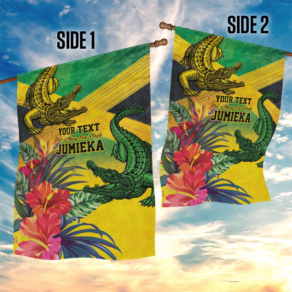 Personalized Black Jamaicans Crocodile Garden Flag Tropical Flowers Grunge Flag - African Pride