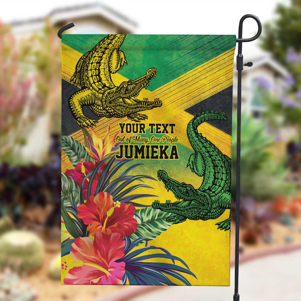 Personalized Black Jamaicans Crocodile Garden Flag Tropical Flowers Grunge Flag - African Pride