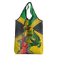 Personalized Black Jamaicans Crocodile Grocery Bag Tropical Flowers Grunge Flag - African Pride