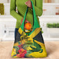 Personalized Black Jamaicans Crocodile Grocery Bag Tropical Flowers Grunge Flag - African Pride
