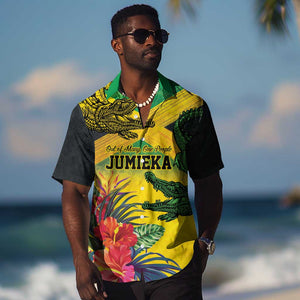 Personalized Black Jamaicans Crocodile Hawaiian Shirt Tropical Flowers Grunge Flag - African Pride