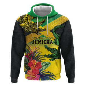 Personalized Black Jamaicans Crocodile Hoodie Tropical Flowers Grunge Flag - African Pride