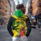 Personalized Black Jamaicans Crocodile Hoodie Tropical Flowers Grunge Flag - African Pride