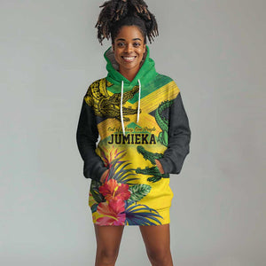 Personalized Black Jamaicans Crocodile Hoodie Dress Tropical Flowers Grunge Flag - African Pride