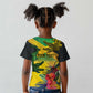 Personalized Black Jamaicans Crocodile Kid T shirt Tropical Flowers Grunge Flag - African Pride