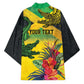 Personalized Black Jamaicans Crocodile Kimono Tropical Flowers Grunge Flag