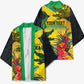 Personalized Black Jamaicans Crocodile Kimono Tropical Flowers Grunge Flag