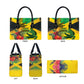 Personalized Black Jamaicans Crocodile Leather Bag Tropical Flowers Grunge Flag