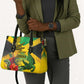 Personalized Black Jamaicans Crocodile Leather Bag Tropical Flowers Grunge Flag