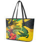 Personalized Black Jamaicans Crocodile Leather Tote Bag Tropical Flowers Grunge Flag - African Pride