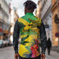 Personalized Black Jamaicans Crocodile Long Sleeve Button Shirt Tropical Flowers Grunge Flag - African Pride