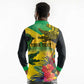 Personalized Black Jamaicans Crocodile Long Sleeve Polo Shirt Tropical Flowers Grunge Flag - African Pride