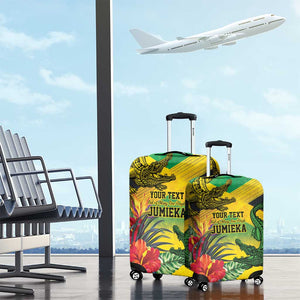 Personalized Black Jamaicans Crocodile Luggage Cover Tropical Flowers Grunge Flag - African Pride