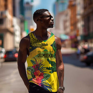 Personalized Black Jamaicans Crocodile Men Tank Top Tropical Flowers Grunge Flag - African Pride