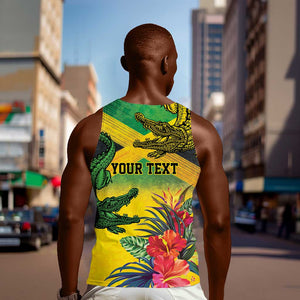 Personalized Black Jamaicans Crocodile Men Tank Top Tropical Flowers Grunge Flag - African Pride