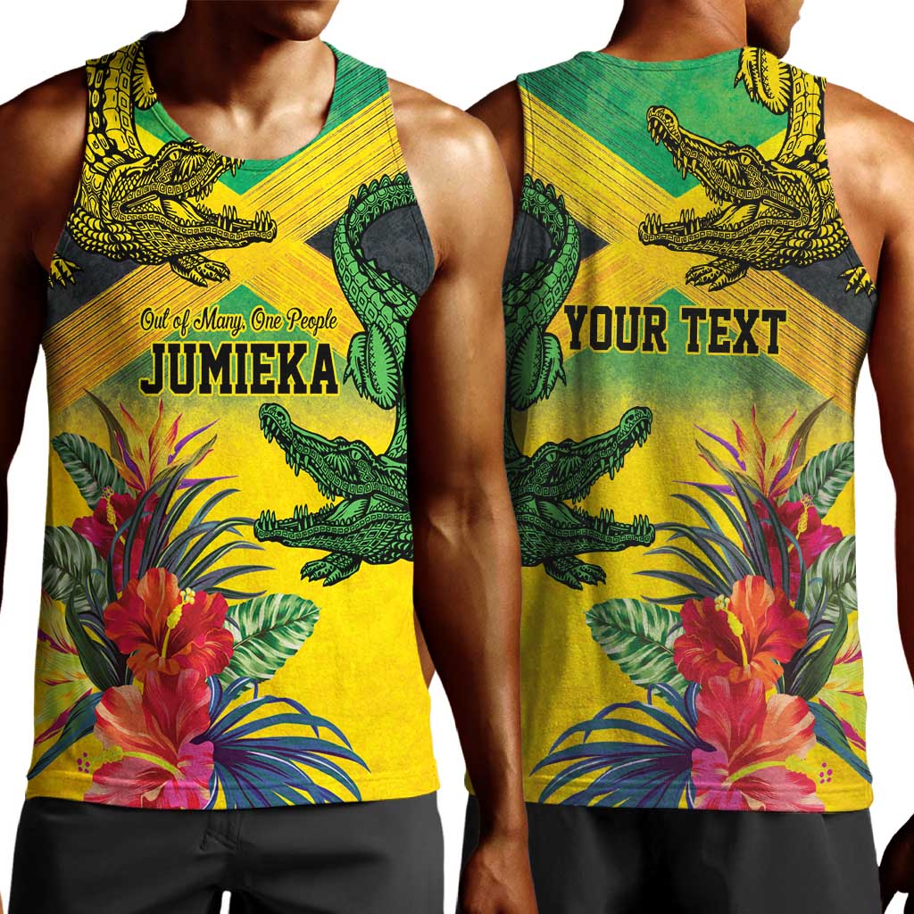 Personalized Black Jamaicans Crocodile Men Tank Top Tropical Flowers Grunge Flag - African Pride
