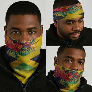 Black Jamaicans Crocodile Neck Gaiter Tropical Flowers Grunge Flag - African Pride