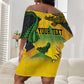 Personalized Black Jamaicans Crocodile Off Shoulder Short Dress Tropical Flowers Grunge Flag - African Pride