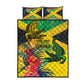 Personalized Black Jamaicans Crocodile Quilt Bed Set Tropical Flowers Grunge Flag - African Pride