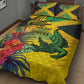 Personalized Black Jamaicans Crocodile Quilt Bed Set Tropical Flowers Grunge Flag - African Pride
