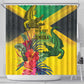 Personalized Black Jamaicans Crocodile Shower Curtain Tropical Flowers Grunge Flag - African Pride