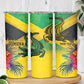 Personalized Black Jamaicans Crocodile Skinny Tumbler Tropical Flowers Grunge Flag - African Pride