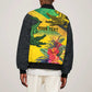 Personalized Black Jamaicans Crocodile Sleeve Zip Bomber Jacket Tropical Flowers Grunge Flag - African Pride
