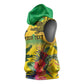 Personalized Black Jamaicans Crocodile Sleeveless Hoodie Tropical Flowers Grunge Flag - African Pride