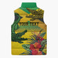 Personalized Black Jamaicans Crocodile Sleeveless Puffer Jacket Tropical Flowers Grunge Flag