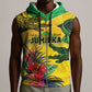 Personalized Black Jamaicans Crocodile Sleeveless Zip Hoodie Tropical Flowers Grunge Flag - African Pride