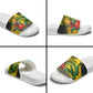 Personalized Black Jamaicans Crocodile Slide Sandals Tropical Flowers Grunge Flag